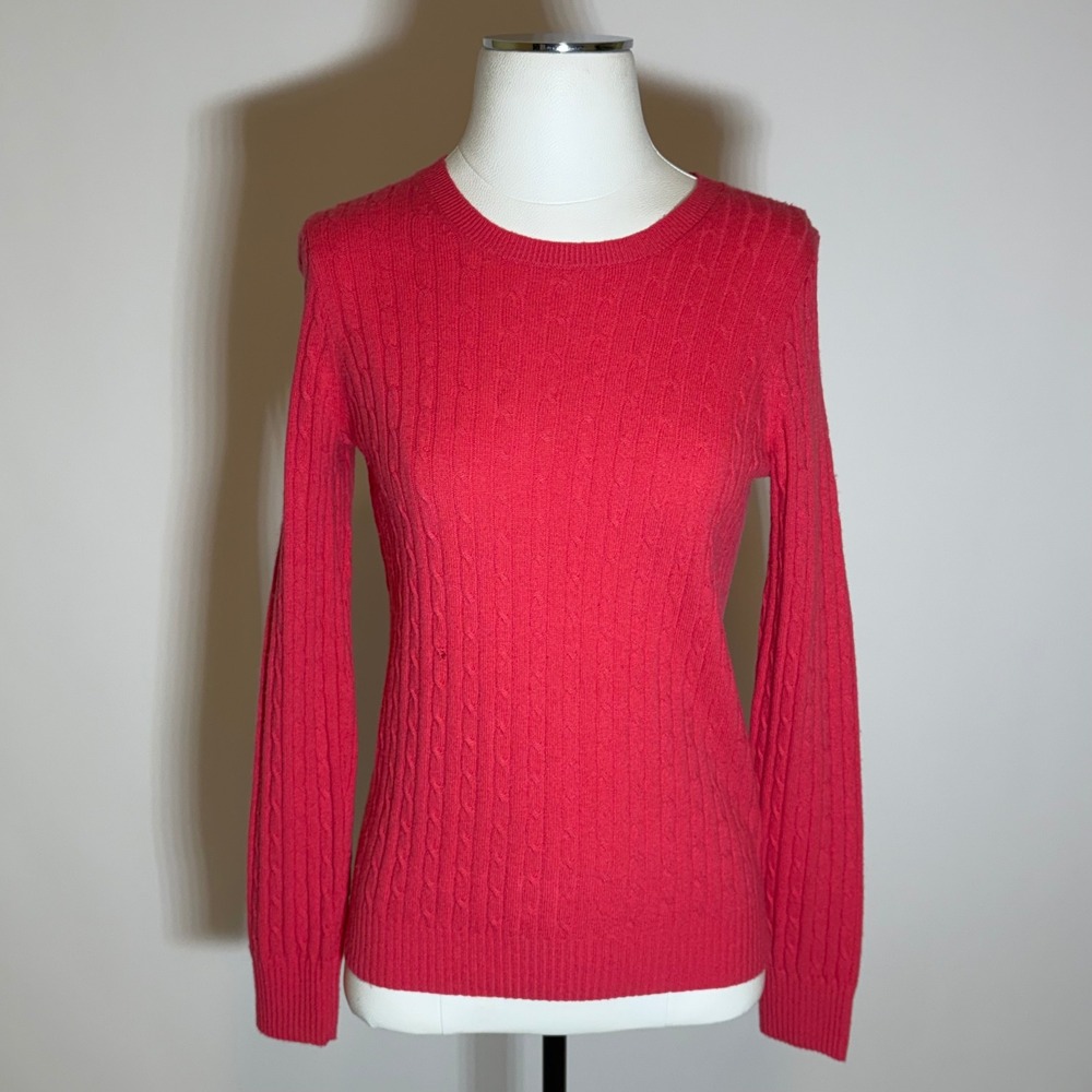 J Crew Wool Cashmere Blend Cable Knit Sweater Pink Womens Size Small *FLAWS*